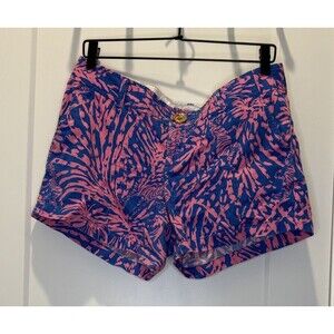 Lilly Pulitzer Callahan Shorts Size 10 Pink Blue Rolling In Grass Zebra Print